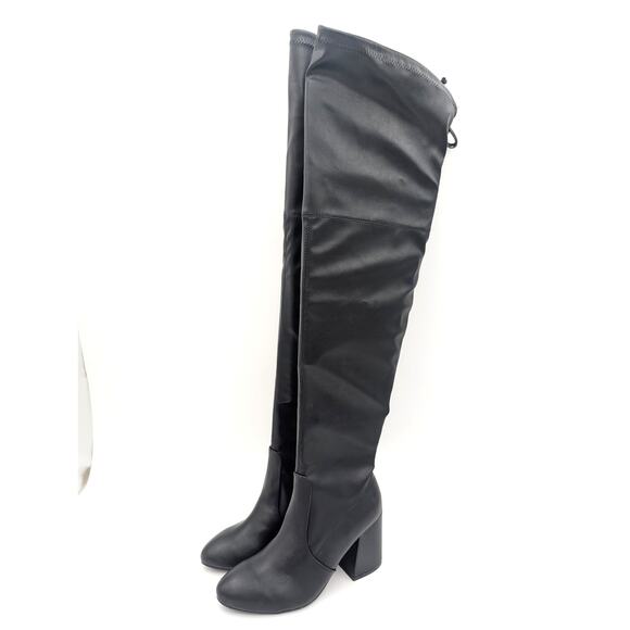 Wild Diva Cross-01 Over The Knee Low Chunky Block Heel Boots Size US5.5 EU36 - Picture 1 of 16